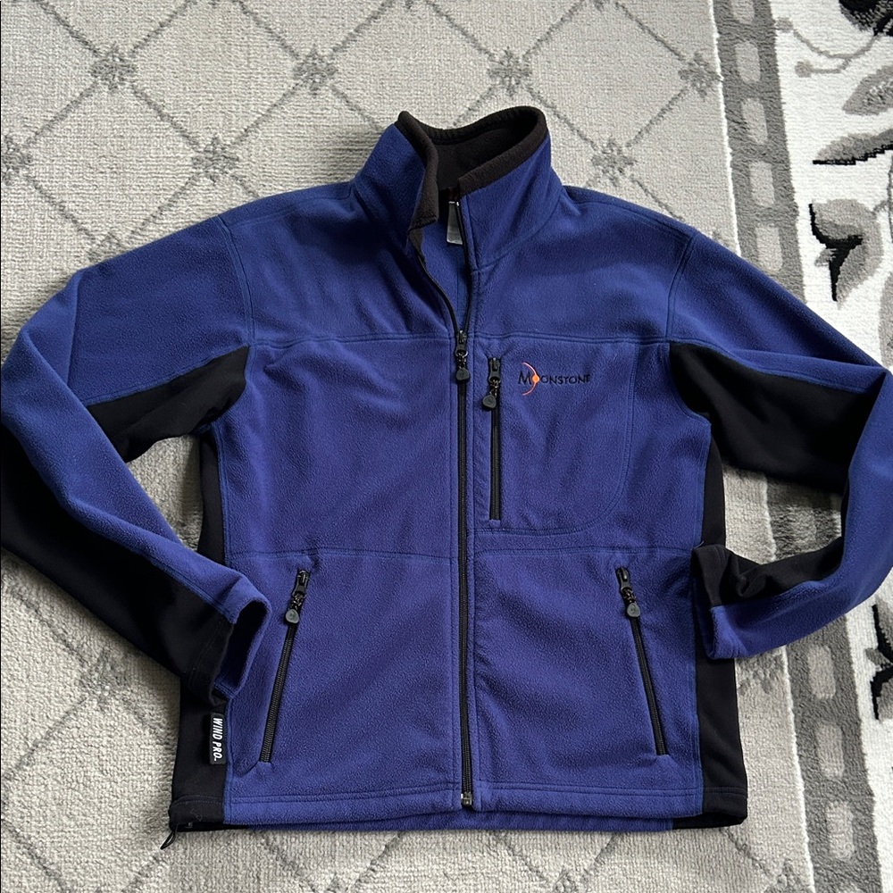 Mens Vintage Moonstone Blue Fleece Full Zip Jacket